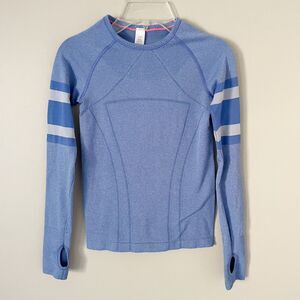 Ivivva Size 8 Blue Fly Tech Long Sleeve Workout Stretch Thumbholes